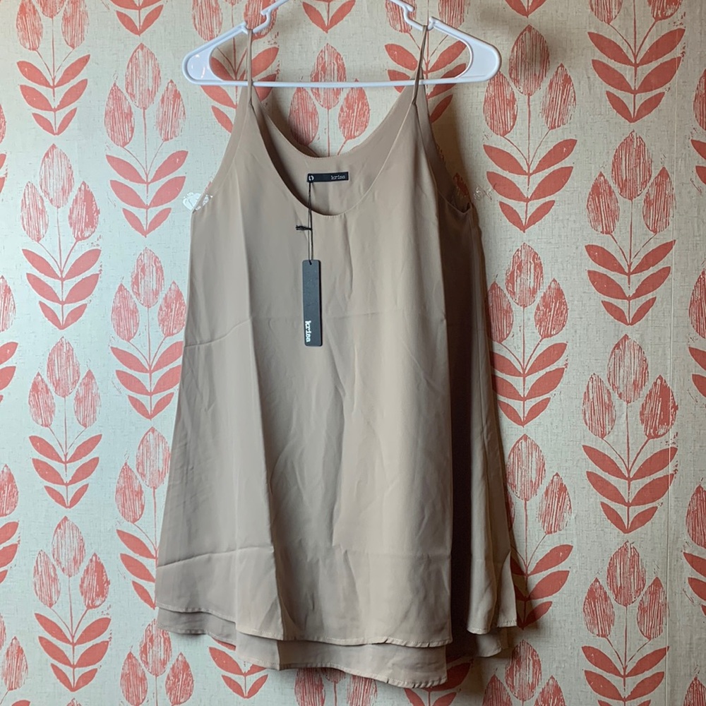 Krissa tan top OR slip dress, size XS